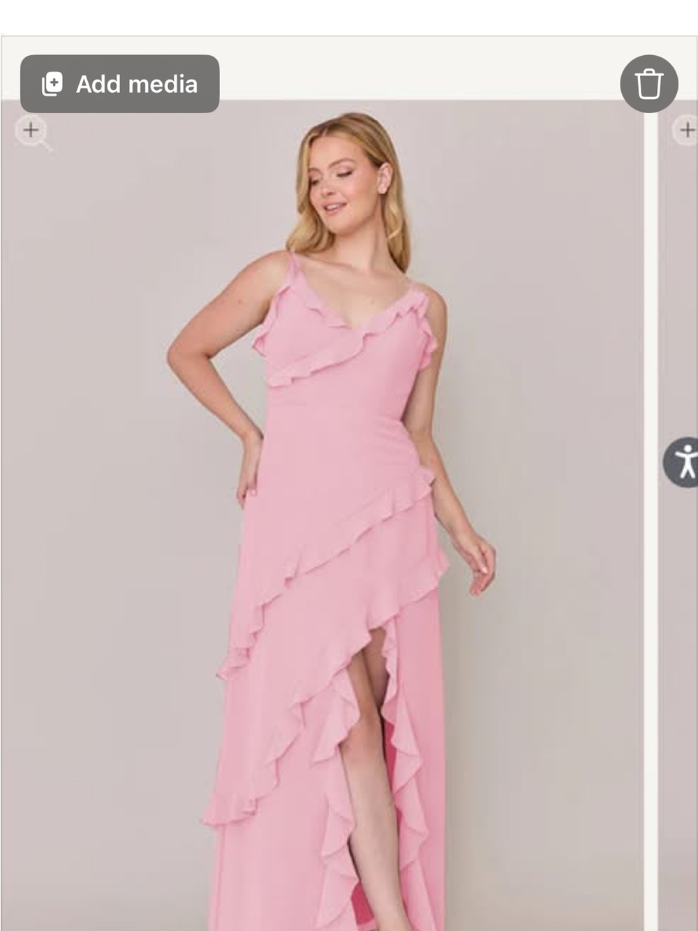 Revelry Pink Ruffle High-Low Maxi Dress